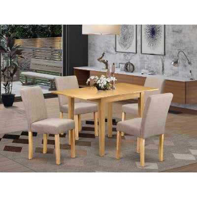 HomeStock 5-Piece Natural Oak Finish Solid Wood Top - Dining Room Set (Seats-4)