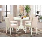 HomeStock Round Kitchen Dining Set Linen Fabric Chairs 36 Inch