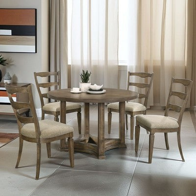 Christopher Knight Home Jimmy Vintage 47 Wood 5 Piece Round Dining Table Set with 4 Upholstered Chairs