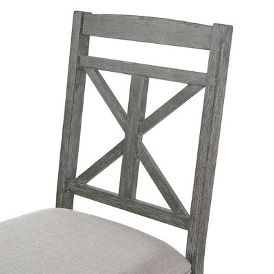 Farmhouse Extendable Round Dining Set for 4, Kitchen Dining Table Set with 4 Upholstered Dining Chairs for Dining Room
