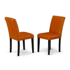HomeStock 5-Piece Rectangle Black Finish Solid Wood Top Dining Table with 4 Parson Chair
