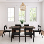 Plank+Beam 72 Classic Solid Wood Dining Table Set, Walnut Wirebrush, + 6 Chairs