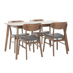GDFStudio Balfern 5 Pieces Mid Century Modern Upholstered Wood Dining Set