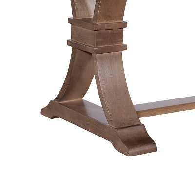 Christopher Knight Home Elowen 7-Piece Farmhouse Expandable Rubberwood Dining Set with Rattan Fabric Upholstered Chairs