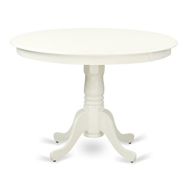 HomeStock 5 Piece Round Pedestal Dining Set Linen White Doeskin