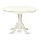 HomeStock 5 Piece Round Pedestal Dining Set Linen White Doeskin