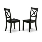 HomeStock 5-Pc Black Finish Solid Wood Top - Rectangular Dining Room Set with Butterfly Leaf - Seats 4