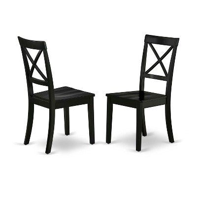 HomeStock 5-Pc Black Finish Solid Wood Top - Rectangular Dining Room Set with Butterfly Leaf - Seats 4