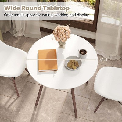 Costway Dining Table Set Modern 5 PCS For 4 Round Dining Room Table Set with Solid Wood Leg Black/Brown/White