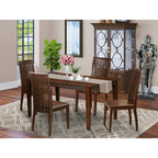 HomeStock 5-Pc Mahogany Finish Solid Wood Top - Dining Room Set - Seats 4