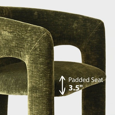 Round Dining Table Set with 2 Chenille Armchairs, Modern Pedestal Table and Upholstered Chairs with Full Back and Arms-Panipeachy