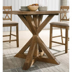 Roundhill Furniture Windvale Cross-Buck Wood Counter Height Dining Set - 5-Piece