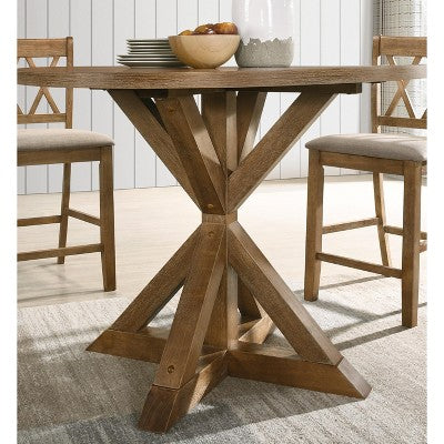 Roundhill Furniture Windvale Cross-Buck Wood Counter Height Dining Set - 5-Piece