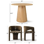 Round Dining Table Set with 2 Chenille Armchairs, Modern Pedestal Table and Upholstered Chairs with Full Back and Arms-Panipeachy