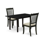 HomeStock 3-Piece Black Finish Rectangular Solid Wood Top With Butterfly Leaf Dining Table Set
