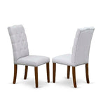 3-Piece Acacia Walnut Finish Solid Wood Top Button Tufted Dining Room Set (Seats-4)