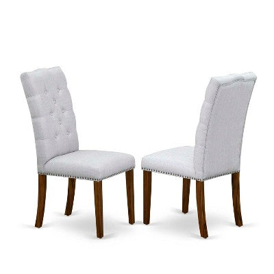 3-Piece Acacia Walnut Finish Solid Wood Top Button Tufted Dining Room Set (Seats-4)