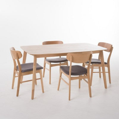 GDFStudio Balfern 5 Pieces Mid Century Modern Upholstered Wood Dining Set