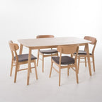 GDFStudio Balfern 5 Pieces Mid Century Modern Upholstered Wood Dining Set