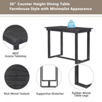 5 Pieces Counter Height Dining Set for 4, Farmhouse Wooden Bar Table Set with 4 Upholstered Chairs for Small Places
