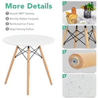 Costway Dining Table Set Modern 5 PCS For 4 Round Dining Room Table Set with Solid Wood Leg Black/Brown/White