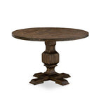 HomeStock 5-Piece Round Distressed Jacobean Finish Solid Wood Top Dining Table with 4 Parson Chair