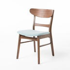 Small Space Dining Set for 4, 5 Pieces Rectangular Solid Wood Table Set with 4 Upholstered Chairs for Kitchen, Mint,Walnut