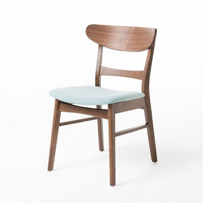 Small Space Dining Set for 4, 5 Pieces Rectangular Solid Wood Table Set with 4 Upholstered Chairs for Kitchen, Mint,Walnut
