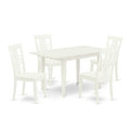 5-Piece Linen White Finish Solid Wood Top - Rectangular Dining Room Set - Seats 4