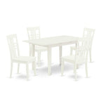 5-Piece Linen White Finish Solid Wood Top - Rectangular Dining Room Set - Seats 4