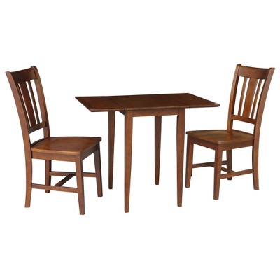 International Concepts Small Dual Drop Leaf Dining Table with 2 San Remo Splat