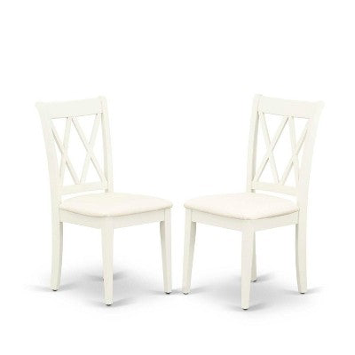 3-Piece Linen White Finish Solid Wood Top - Dining Room Set - Seats 4
