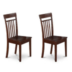 HomeStock 7-Piece Rectangle Mahogany Finish Solid Wood Top Dining Table with 6 Slat Back Dining Chairs, Seats 6