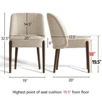 5-Piece Modern Dining Room Set for 4, Charcoal Round Table with 4 Upholstered Dining Chairs with Wood Legs for Dining Room or Farmhouse-Panipeachy