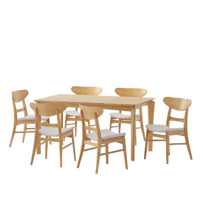 Christopher Knight Home Amesbury Wood and Fabric 7 Piece Dining Set