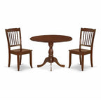 3-Piece Mahogany Finish Solid Wood Top Dining Room Set (Seats-4)