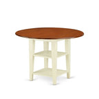 HomeStock 3-Piece Buttermilk and Cherry Finish Round Solid Wood Top Dining Table Set