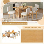 7 Piece Farmhouse Dining Table Set Dining Set for 6, 60 Kitchen Table Set with 6 Upholstered Dining Chairs - ModernLuxe