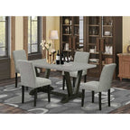 HomeStock 5-Pc Rectangle Natural Oak Finish Solid Wood Top Dining table with 4 Chairs