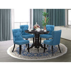 HomeStock 5-Piece Round Black Finish Solid Wood Top Dining table with 4 Chairs