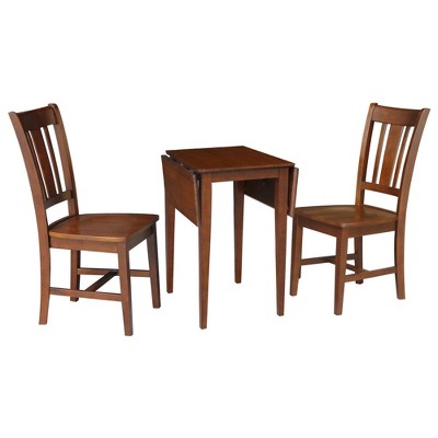 International Concepts Small Dual Drop Leaf Dining Table with 2 San Remo Splat