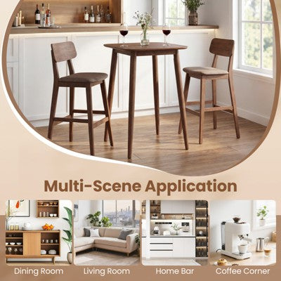 Costway 3 PCS Counter Height Kitchen Table with 2 Bar Stools, Fabric Upholstered Seats