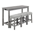 sumyeg Industrial 4-Piece Bar Table Set with Power Outlet in Grey