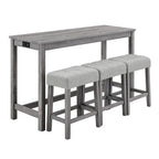 sumyeg Industrial 4-Piece Bar Table Set with Power Outlet in Grey