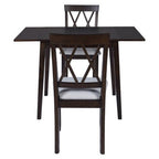 3 Piece Expandable Dining Set with 2 Upholstered Chairs, Wood Dining Table with Drop Leaf for Small Place