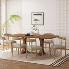 Christopher Knight Home Covey 7 Pieces Contemporary Upholstered Wood Expandable Dining Set
