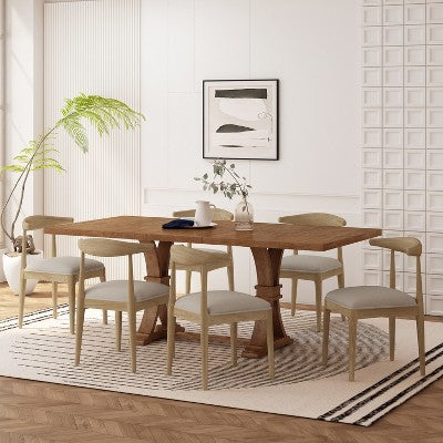 Christopher Knight Home Covey 7 Pieces Contemporary Upholstered Wood Expandable Dining Set