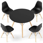 Costway Dining Table Set Modern 5 PCS For 4 Round Dining Room Table Set with Solid Wood Leg Black/Brown/White
