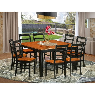 HomeStock Belmont Dining Room Set-Square Dining Table With Leaf And 8 Dining Chairs