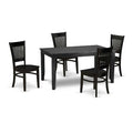 HomeStock 5-Piece Rectangle Black Finish Solid Wood Top Dining table with 4-Chairs with Slat Back